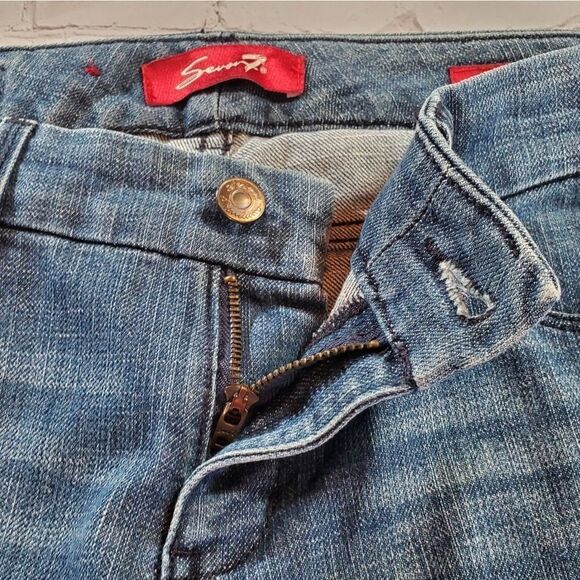 🔸️HOST PICK Anthro Seven7 Blue Decorative Back Pockets Jeans Size 6/28 - Picture 4 of 13